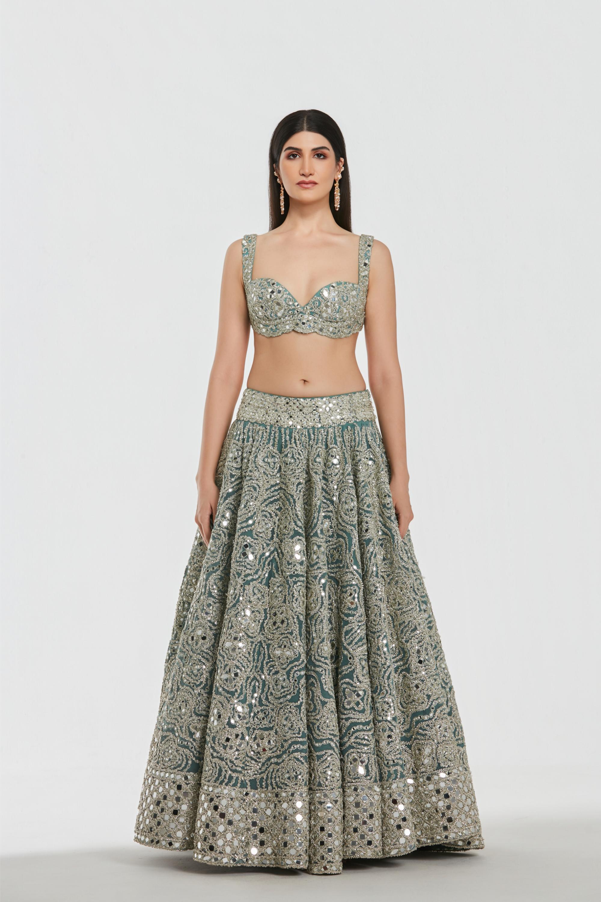 Mirror work , zari , dori thread