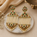 Multicolour Jadau Pearl Tassel Earrings