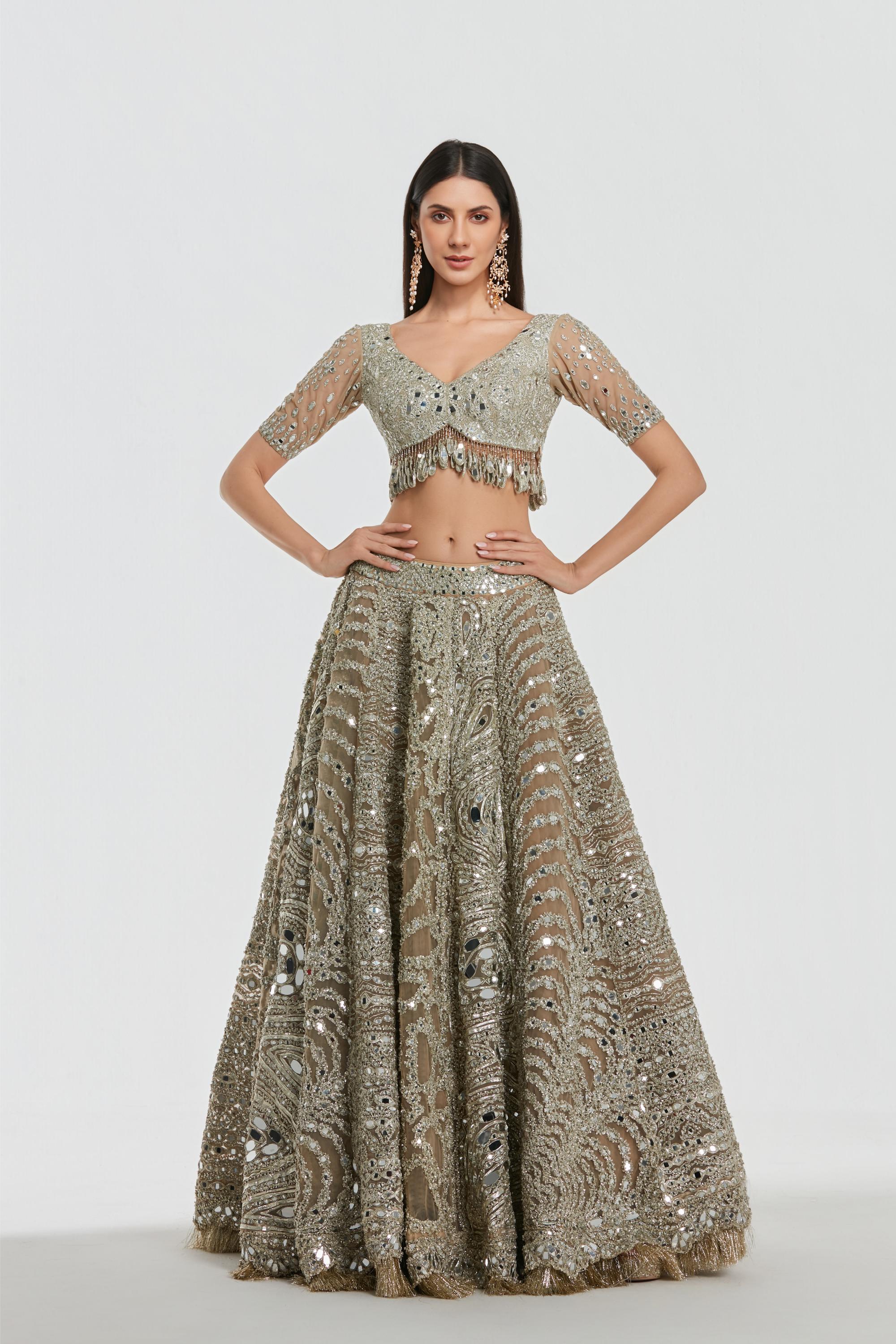 Mirror work , zari , gota