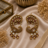 Ruby Peacock Statement Earrings