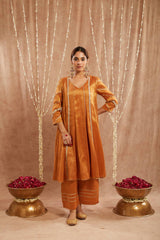 Amber Floral Gota Tissue Anarkali with Wide Leg Pants