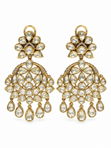 Moissanite Polki Statement Drop Earrings