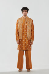 Kurta and jacket- heavy chanderi , pant -Cotton twill