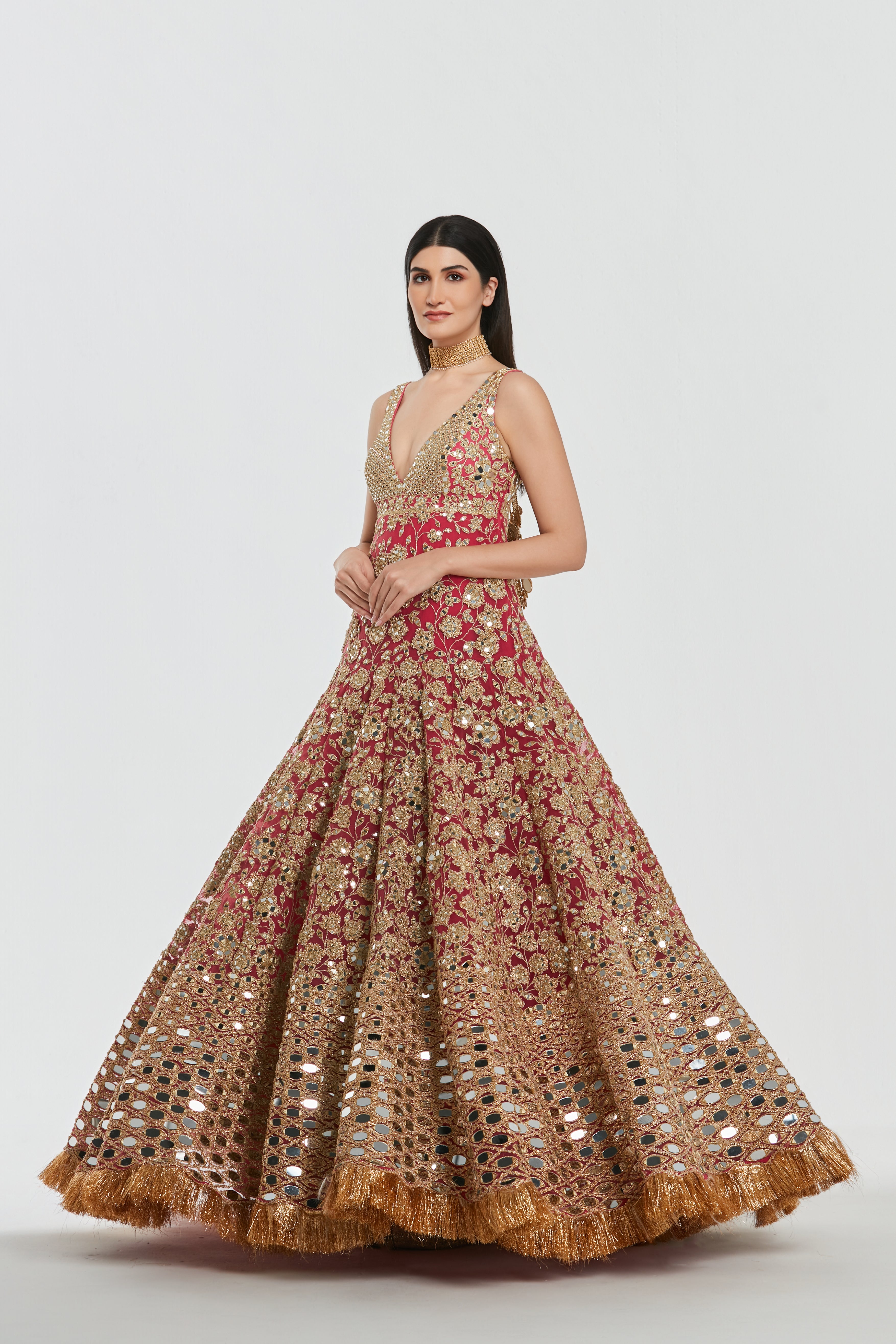 Mirror work , zari , lurex thread