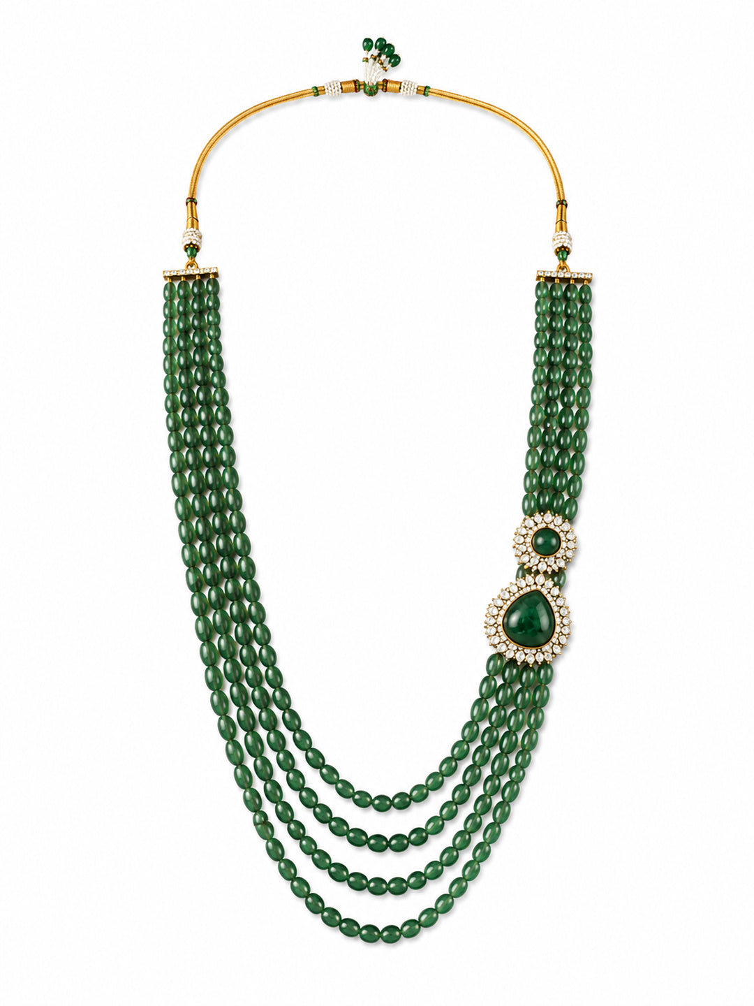 Layered Green Beaded Statement Mala