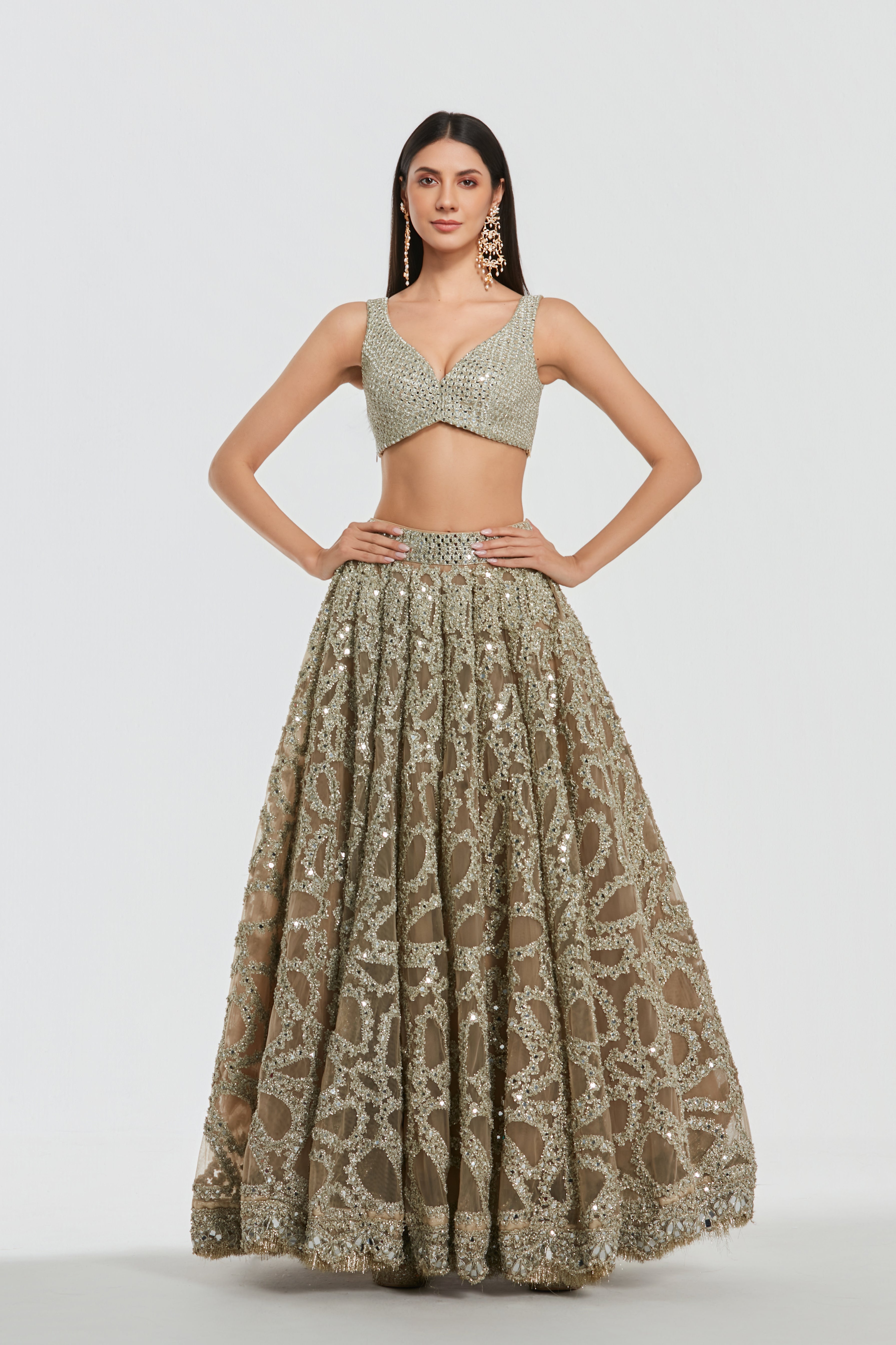 Mirror work , zari , gota