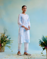Blue Lily Hand Block Kurta with Narrow Pants