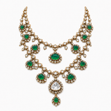 Double-Layered Green Stone Kundan Statement Necklace