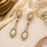 Ivory semi-Precious Dual Stone Drop Earrings