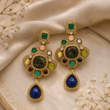 Multicolour Semi-Precious Stone Statement Drop Earrings