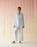Blue Bloom Embroidered Co-ord Set