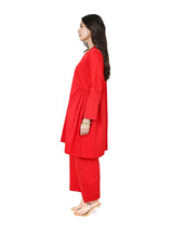 Crimson Red Everyday Kurta Set in Cotton Satin