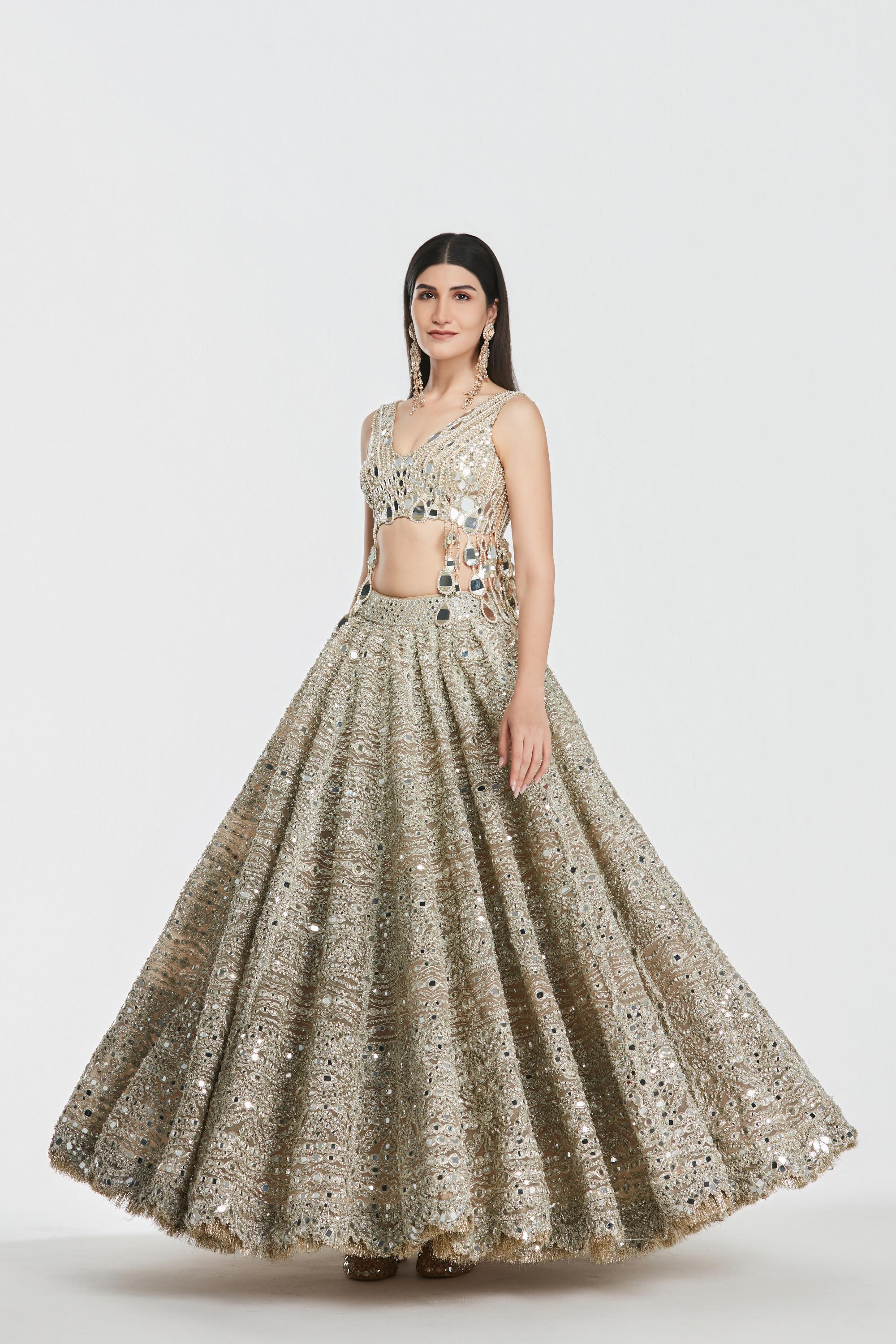 Mirror work , zari , gota