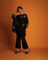 Black embroidered booti kaftan