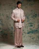 Mauve hand embroidered concept blazer set.