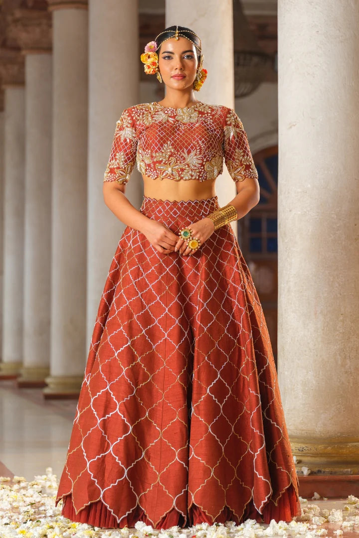Rich Copper Brown Lehenga Set