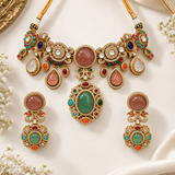 Multicolor Semi-Precious Stone Statement Necklace Set 26