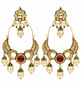 Ruby Kundan Statement Drop Earrings