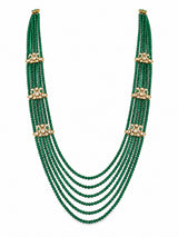Layered Green Beaded Kundan Groom Mala