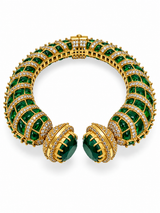 Emerald Cluster Moissanite Polki Kada