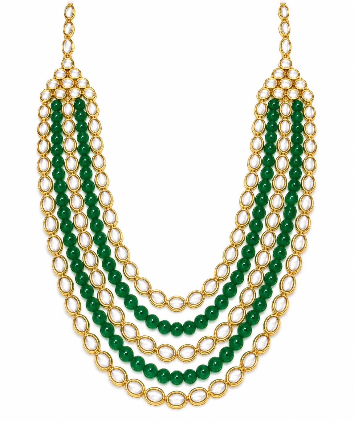 Green Beaded Kundan Layered Mala