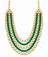 Green Beaded Kundan Layered Mala