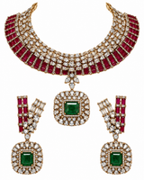 Ruby Emerald Kundan Statement Necklace Set 04