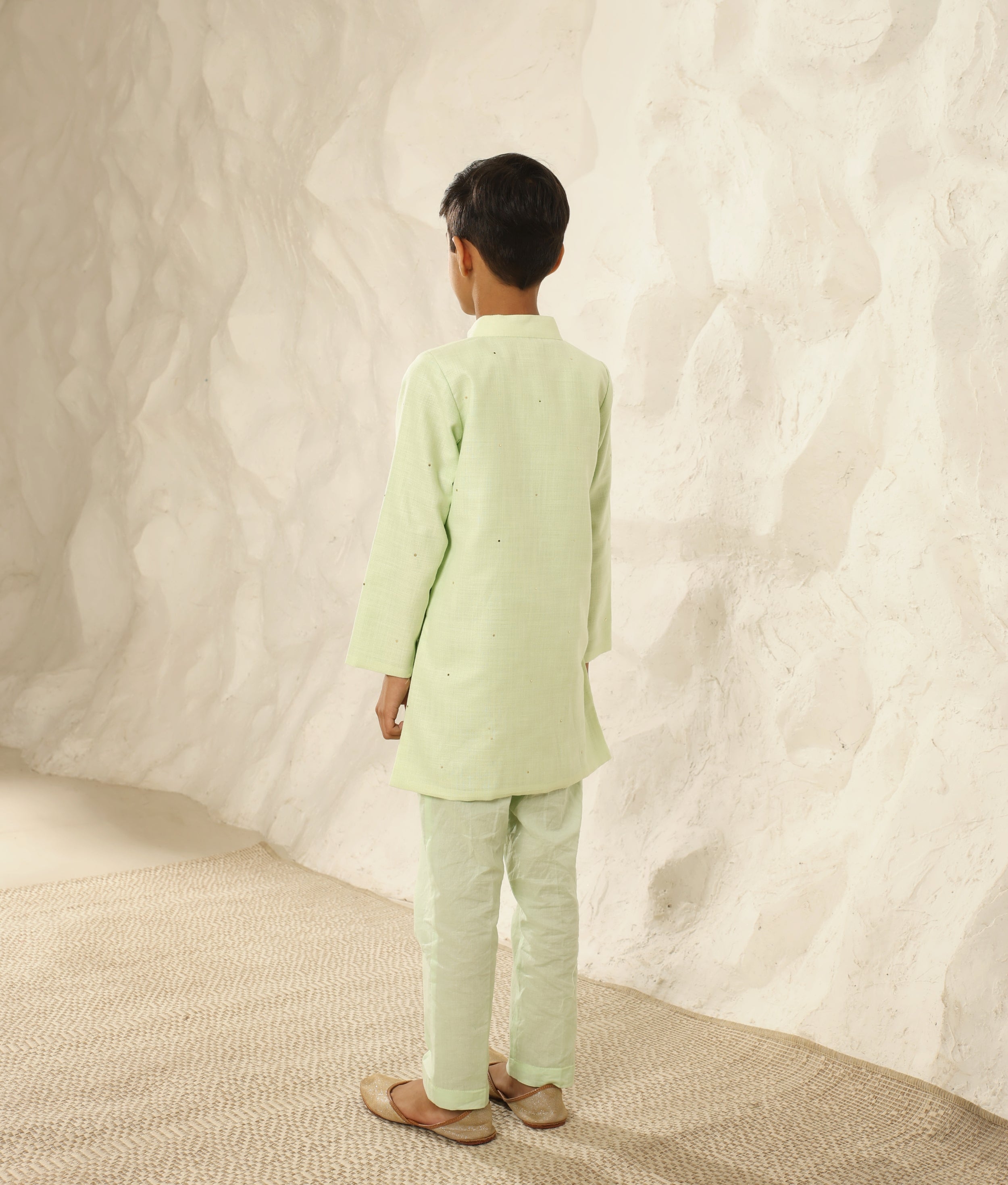Green Faux Mukaish Kurta with Pant