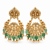 Sage green Bead Gold-Tone Chandbali Earrings 44