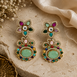 Multicolour Semi-Precious Floral Statement Earrings