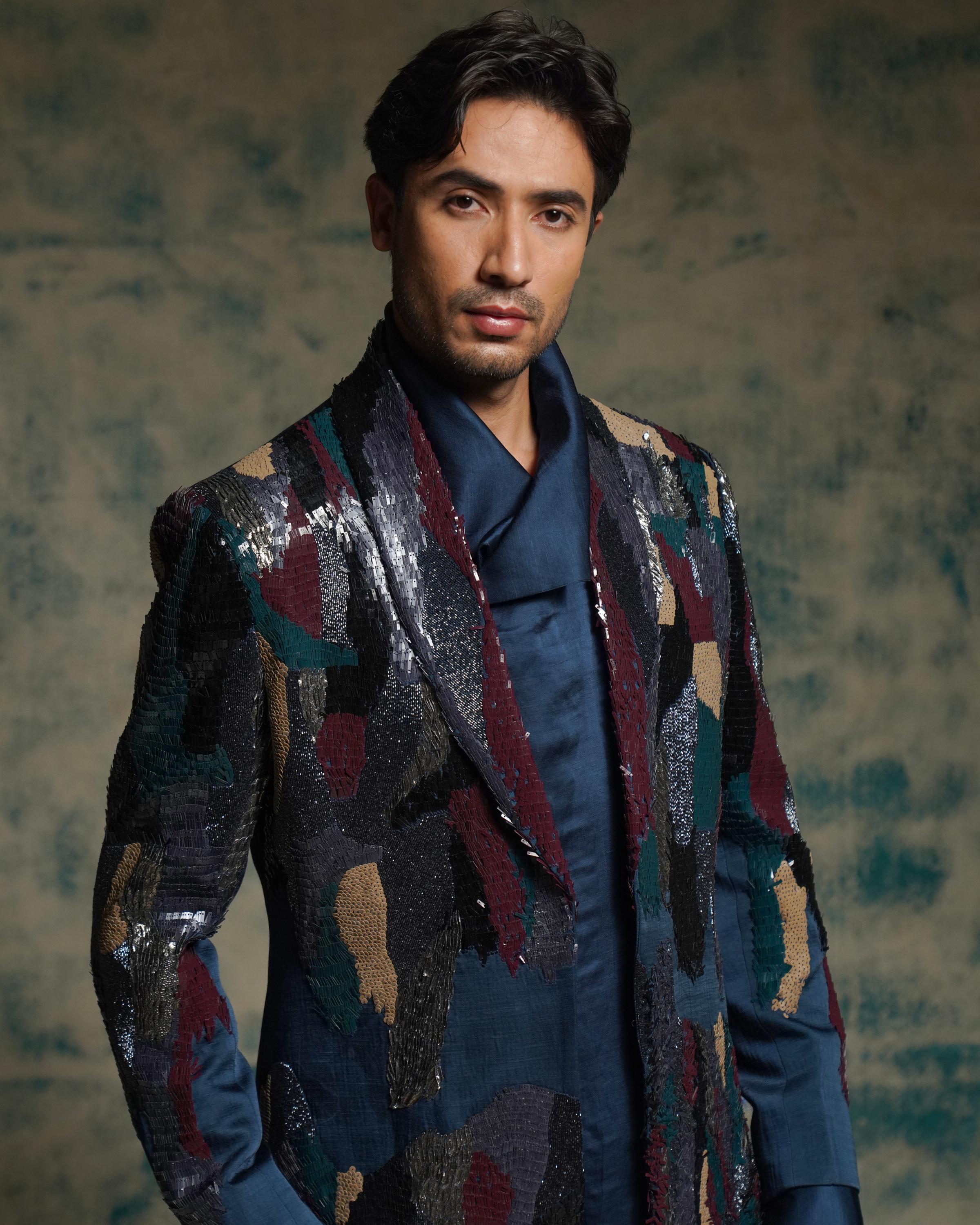 Multicolored Sequined Short Jacket Set