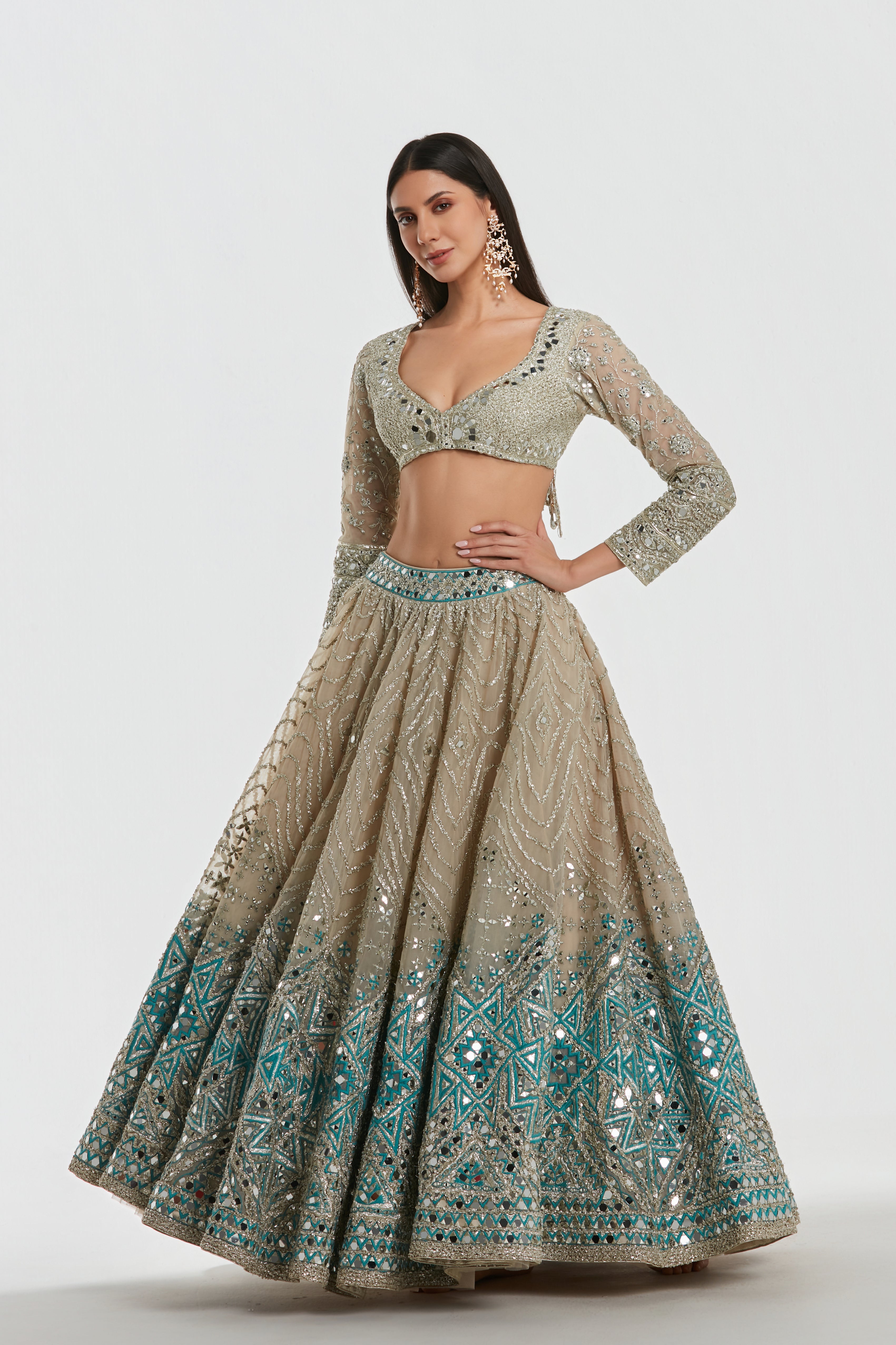 Mirror work , dori , lurex thread , zari