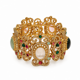Multicolor Semi-Precious Stone Ornate Statement Bangle 38