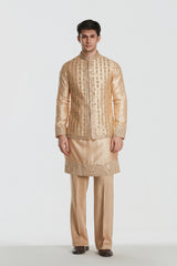 Kurta and jacket- heavy chanderi , pant -Cotton twill
