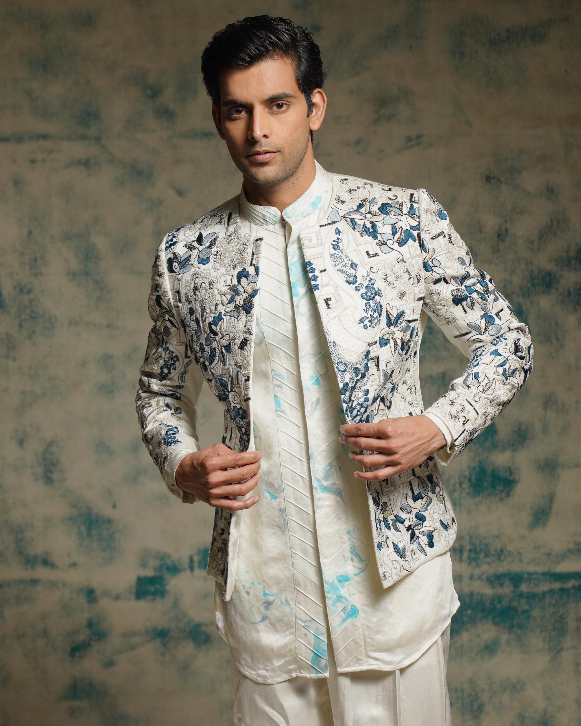 Ivory Embriodered Short Jacket Set