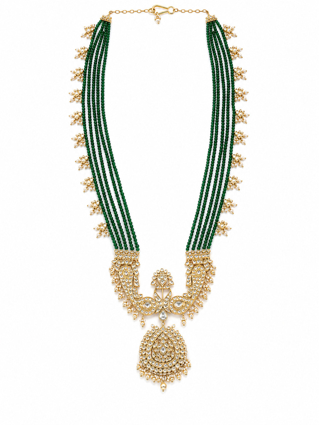 Green Beaded Kundan Pendant Groom Necklace