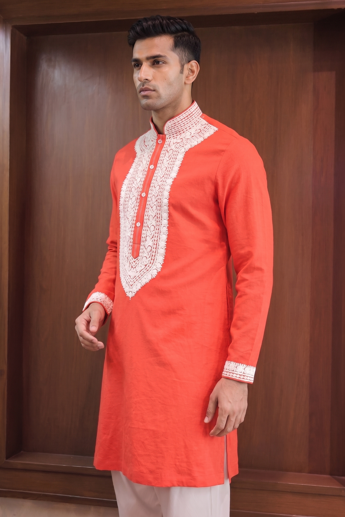 Red Embroidered Kurta Set