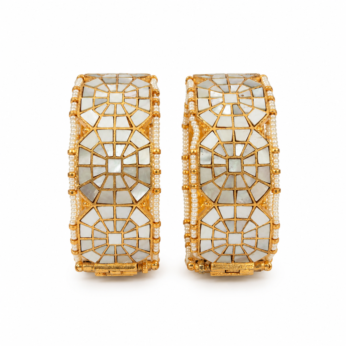 Pearl Kundan Mosaic Statement Bangles 35