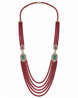 Multi-Layered Ruby Red Beaded Kundan Groom Mala