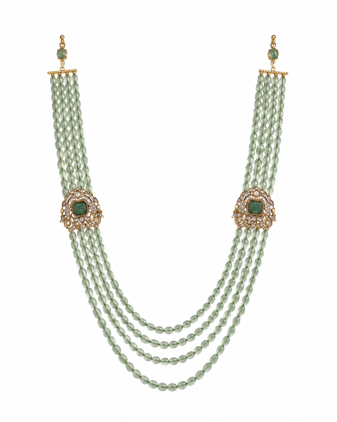 Layered Sage Green Beaded Groom Mala