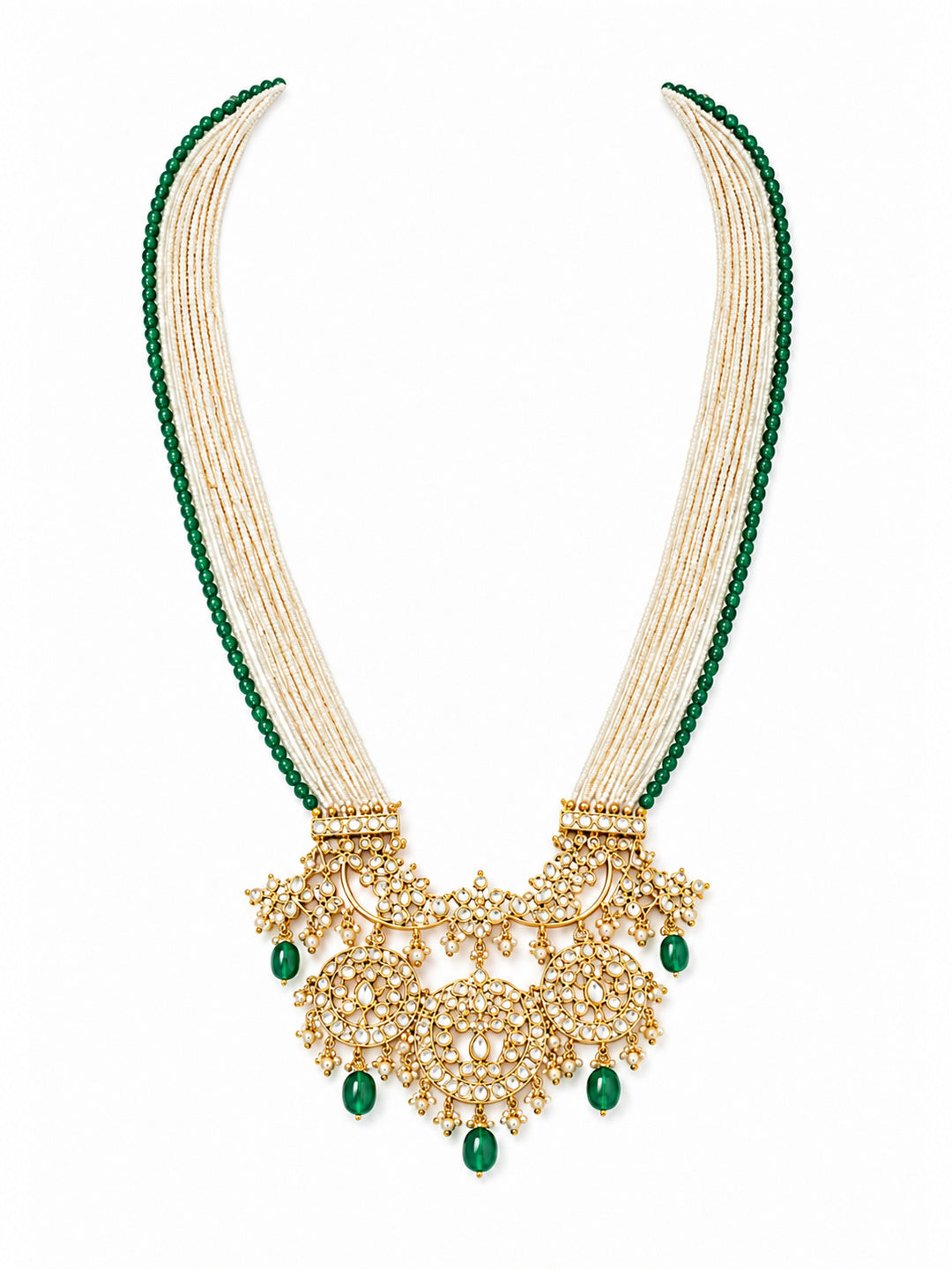 Green Beaded Kundan Pendant Necklace