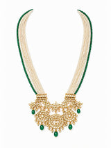 Green Beaded Kundan Pendant Necklace