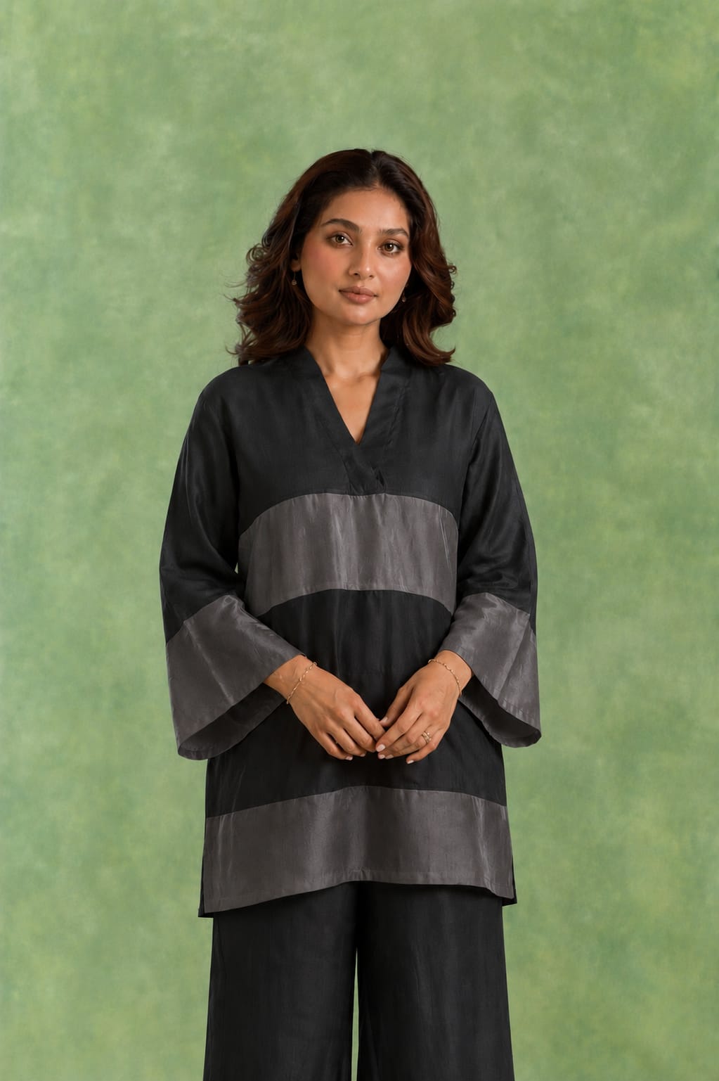 Black Panel Chanderi Co-ord Set
