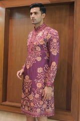 Rich Wine Linen Satin Kurta