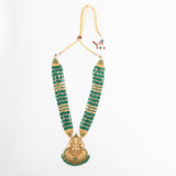 Green Beaded Temple Pendant Necklace