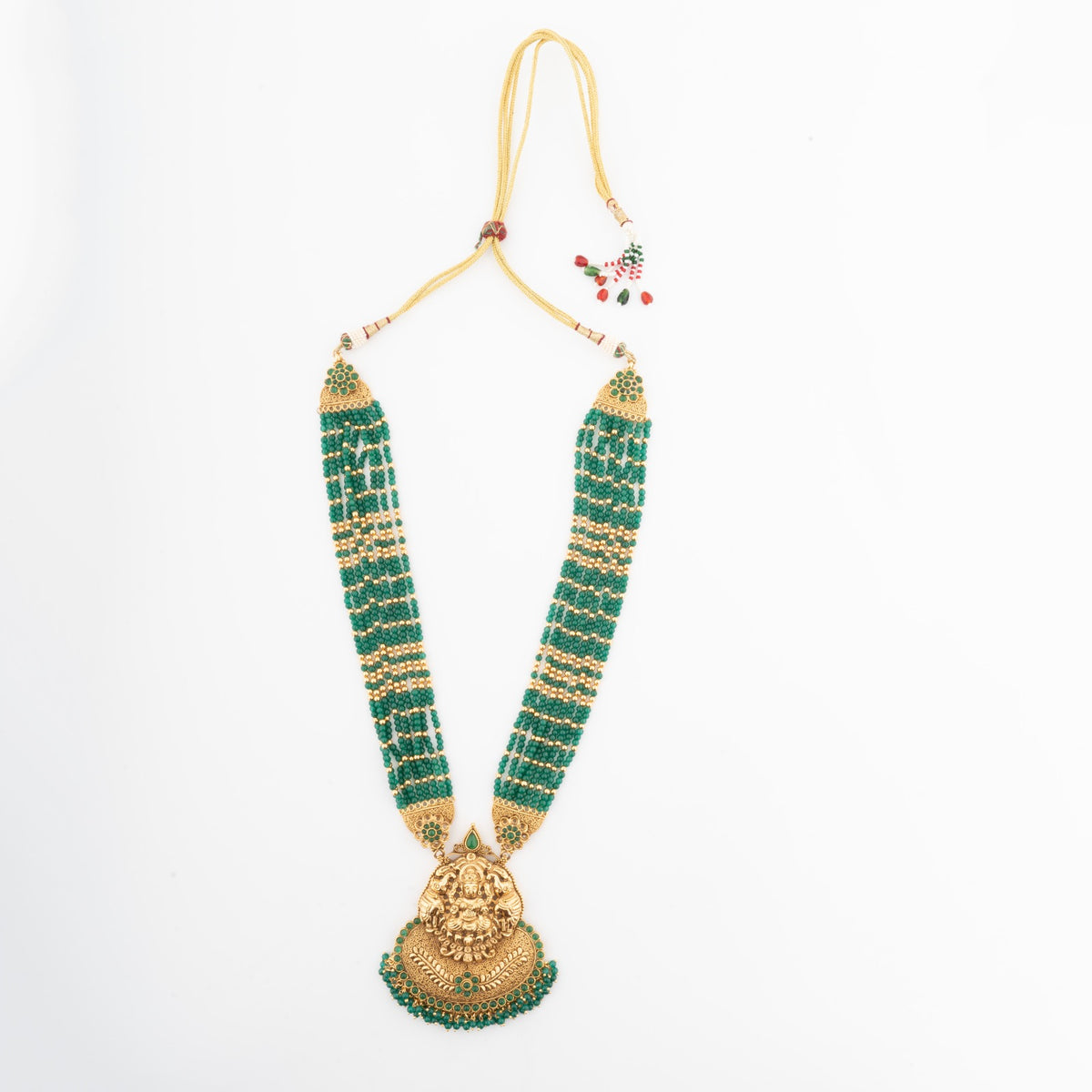 Green Beaded Temple Pendant Necklace