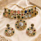 Multicolour Semi-Precious Stone Moissanite Choker Set