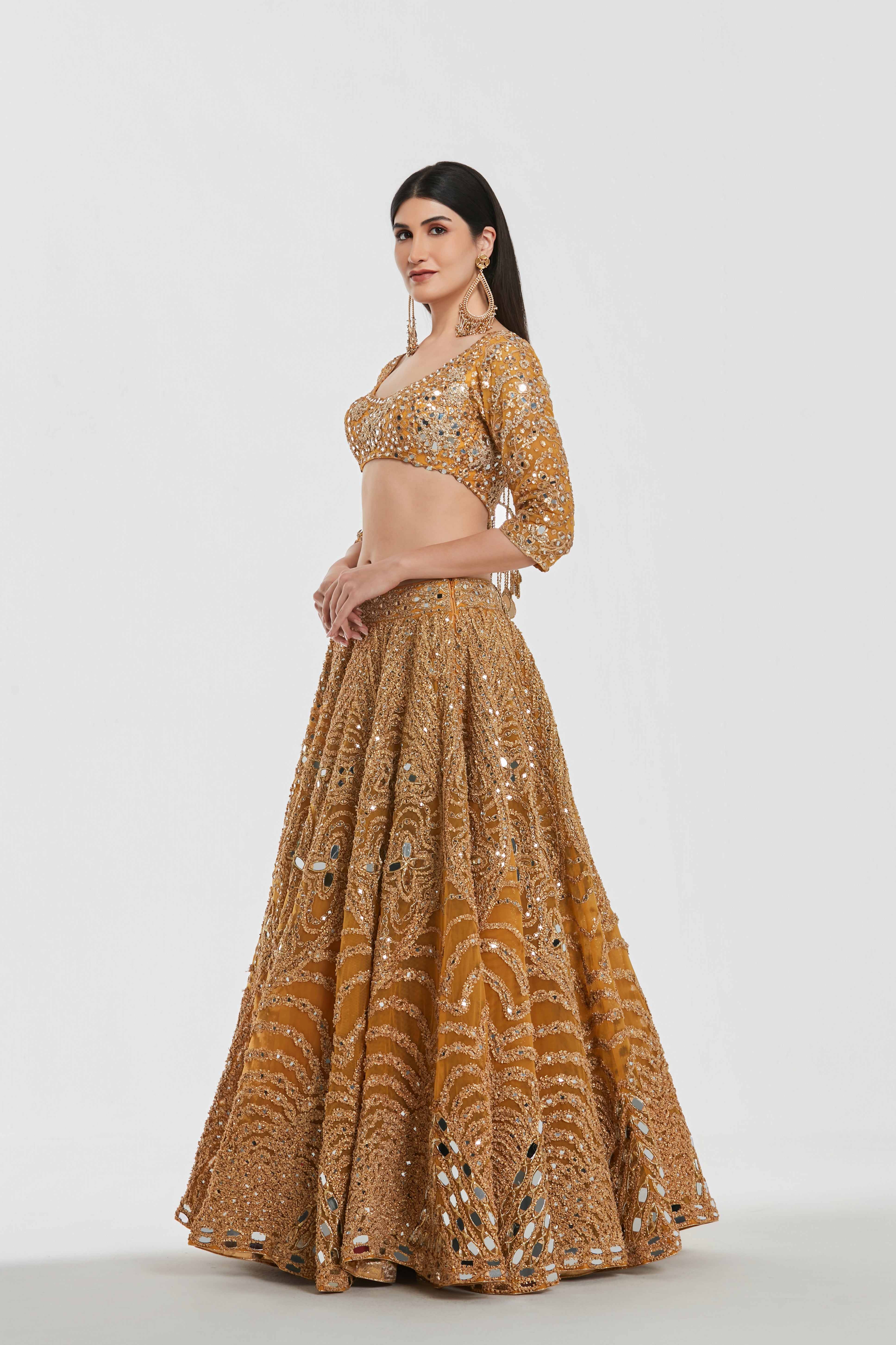Mirror work, zari , gota