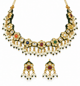 Navratna Kundan Floral Necklace Earring Set