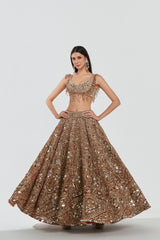 Mirror work , zari , lurex thread, glass beads